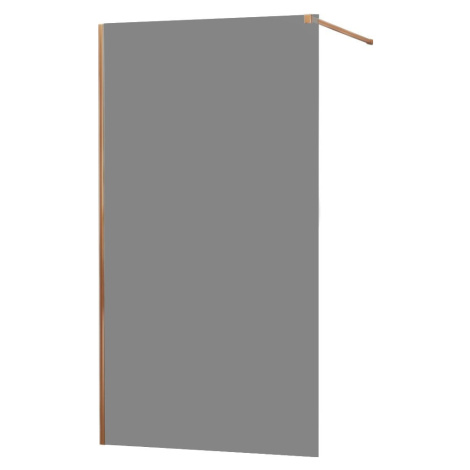 MEXEN/S KIOTO Sprchová zástěna WALK-IN 90x200 cm 8 mm, růžové zlato, kouřové sklo 800-090-101-60