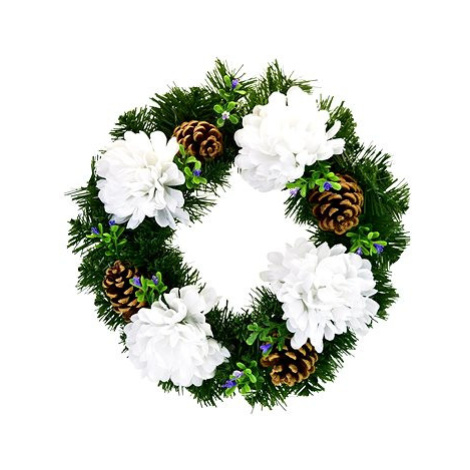 DOMMIO Dušičkový věnec s bílými chryzantémami, 30 cm