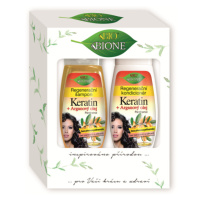 Bione dárkové balení Regenerační  šampon Keratin + Kofein 260 ml Regenerační kondicionér Keratin