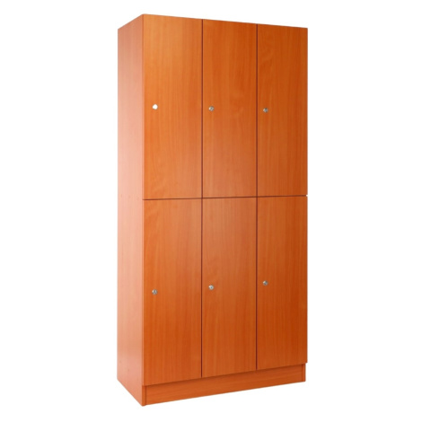 Lenza Dřevěná šatní skříňka Visio - 6 boxů, 90 x 45 x 185 cm, cylindrický zámek, třešeň