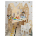 Myminihome Dřevěný stůl ve tvaru domku 2v1 do dětského pokoje Zvolte barvu stran: Mátová, Zvolte