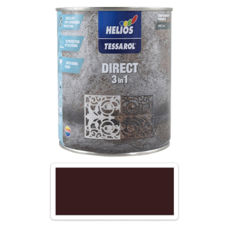 TESSAROL Direct 3in1 - antikorozní barva na kov 0.75 l Tmavě hnědá RAL 8017 HELIOS PREISSER