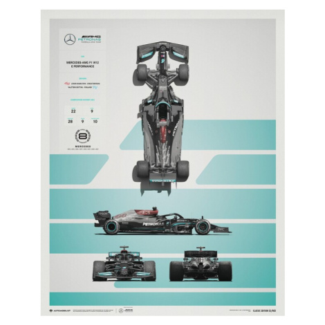 Umělecký tisk Mercedes-AMG Petronas F1 Team - W12 - Blueprint - 2021, (40 x 50 cm) Automobilist
