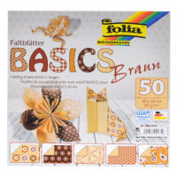 Origami papír Basics 80 g/m2 - 15 × 15 cm, 50 archů - hnědý
