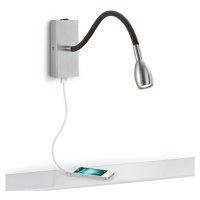 Knapstein Niklové nástěnné svítidlo LED Milos s nabíjecím portem USB