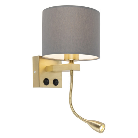 Nástěnná lampa ve stylu art deco zlatá se šedým odstínem - Brescia QAZQA