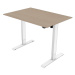 Elektricky výškově nastavitelný stůl POWERO — včetně desky, javor, bílá, 75×140 cm