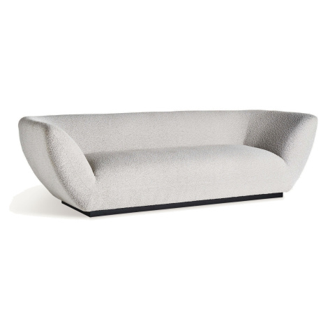 Estila Luxusní art deco sedačka Silviana s buklé čalouněním v šedo bílé barvě s černou podstavou