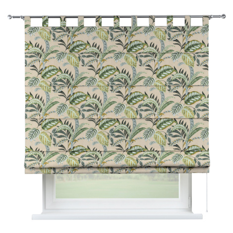 Dekoria Římská roleta Verona, olivově zelené květy na lněném podkladu, Flowers, 142-96