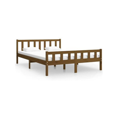 Rám postele medově hnědý masivní dřevo 120 × 200 cm, 810677 SHUMEE