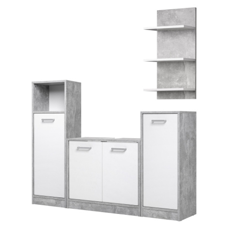 Koupelnový sestava DUET, beton/bílá Idea