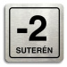 Accept Piktogram "-2 suterén" (80 × 80 mm) (stříbrná tabulka - černý tisk)