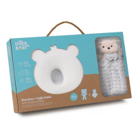 INTERBABY - SET MÉĎA - ergonomický polštářek + přítulka - šedý