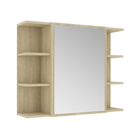 Shumee Koupelnová skříňka - sonoma dub, zrcadlo, 80 × 20,5 × 64 cm, dřevotříska