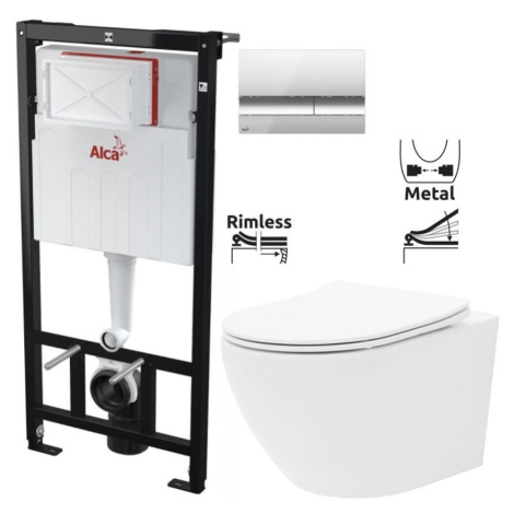 ALCADRAIN Sádromodul předstěnový instalační systém s chromovým tlačítkem M1721 + WC REA Carlo Fl