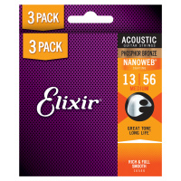 Elixir Nanoweb Phosphor Bronze Medium 3-Pack