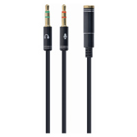 Kabel CABLEXPERT CCA-418M rozdvojka jack 3,5mm (4 pólový) na 2x3,5mm F/M, 20cm, černý