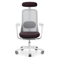 HÅG - Židle SOFI 7500 šedá s opěrkou hlavy a s područkami, vyšší sedák