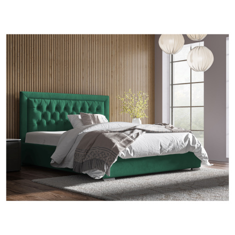 Eka Čalouněná postel Mona - Kronos 180x200 cm Barva látky: Smaragdová (19), Úložný prostor: S ko