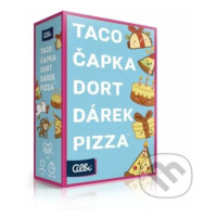 Taco, čapka, dort, dárek, pizza