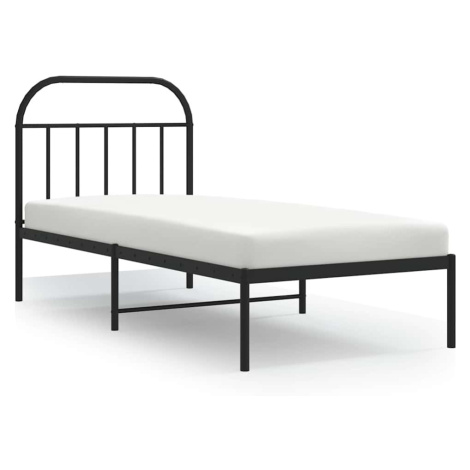 vidaXL Kovový rám postele s čelem černý 90 x 200 cm