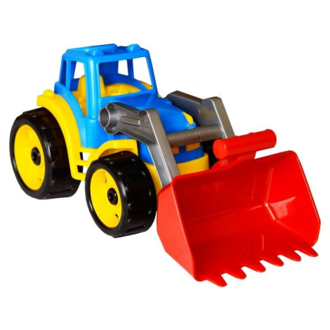 Traktor-nakladač-bagr se lžící plast na volný chod modrý Teddies