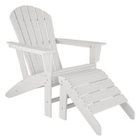 TECTAKE Židle zahradní s podnožkou, bílá