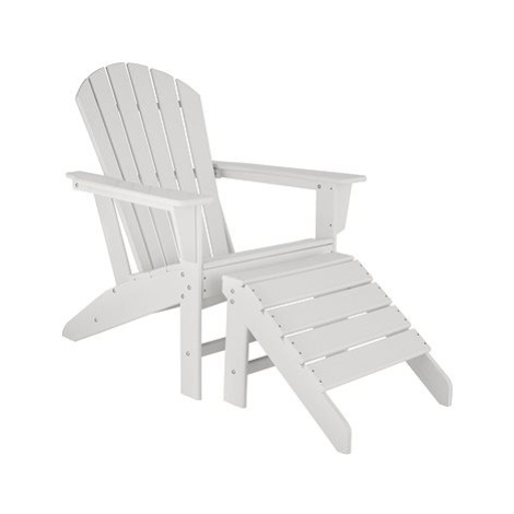TECTAKE Židle zahradní s podnožkou, bílá