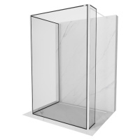 MEXEN/S Kioto Sprchová zástěna WALK-IN 130 x 90 x 40 cm, černý vzor, bílá 800-130-090-221-20-70-