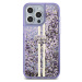 Guess PC/TPU Liquid Glitter Gold Stripe kryt pro iPhone 15 Pro Max fialový