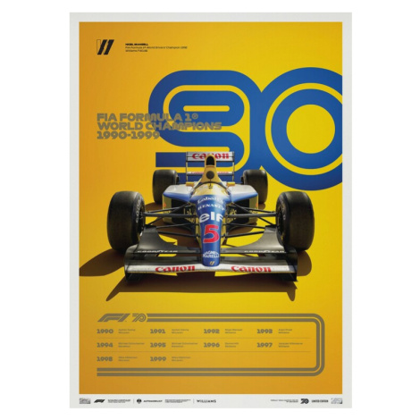 Umělecký tisk Formula 1 Decades - 90's Williams, (50 x 70 cm) Automobilist