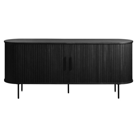 Černá nízká komoda v dekoru dubu s posuvnými dveřmi 76x180 cm Nola – Unique Furniture