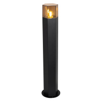 Venkovní stojací lampa černá s kouřovým stínítkem šestiúhelníková 70 cm - Dánsko