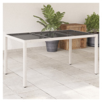 vidaXL Zahradní stůl se skleněnou deskou bílý 150x90x75 cm polyratan