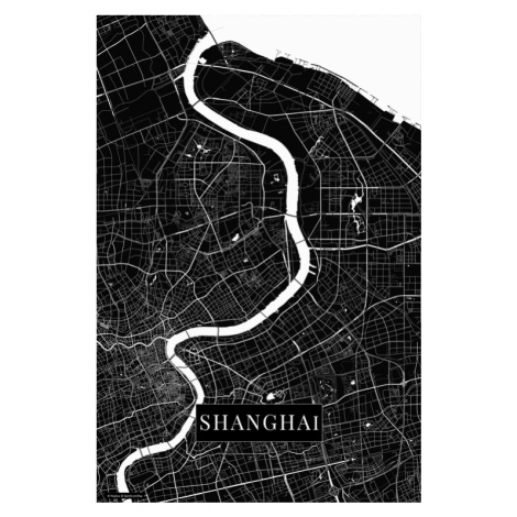 Mapa Šanghaj black, 26.7x40 cm