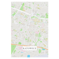 Mapa Katovice color, 26.7 × 40 cm