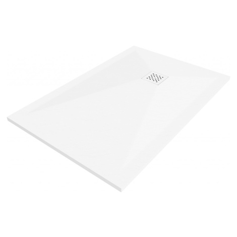MEXEN/S Stone+ obdélníková sprchová vanička 120 x 70, bílá, mřížka bílá 44107012-W