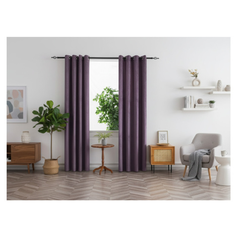 Zatemňovací závěs DUNES VELVET 140x250 cm, fialový Zavěšení: Řasící páska