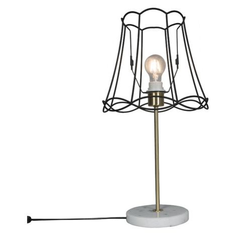 Retro stolní lampa mosaz s rámem Granny černá 30 cm - Kaso QAZQA
