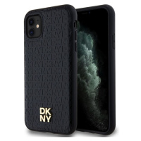 DKNY PU Leather Repeat Pattern Stack Logo Magsafe kryt iPhone 11 černý