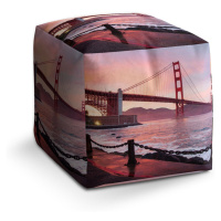 Sablio Taburet Cube Golden Gate: 40x40x40 cm