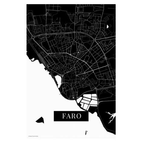 Mapa Faro black, (26.7 x 40 cm)