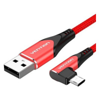 Vention Reversible 90° USB 2.0 -> microUSB Cotton Cable Red 1.5m Aluminium Alloy Type