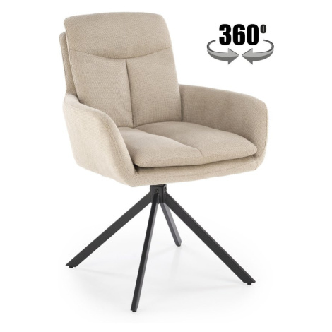 Jídelní otočné křesílko SOLET — kov, látka, béžová Halmar