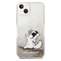 Karl Lagerfeld Liquid Glitter Choupette Eat kryt iPhone 14 Plus zlatý