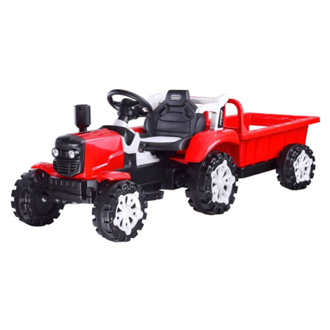 mamido Dětský elektrický traktor s přívěsem červený
