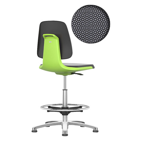 bimos Pracovní otočná židle LABSIT, s podlahovými patkami a nožním kruhem, sedák Supertec, zelen
