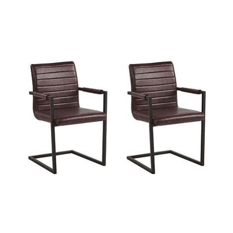 Sada 2 jídelních židlí v hnědé barvě z ekokůže BUFORD , 244331 BELIANI