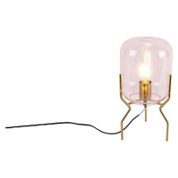 Art Deco stolní lampa mosaz růžové sklo - Bliss