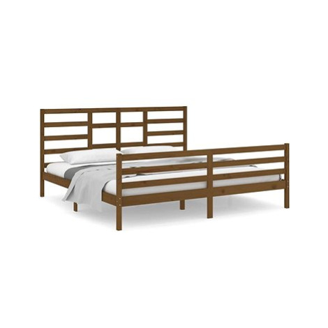 Rám postele medově hnědý masivní dřevo 200 × 200 cm, 3105883 SHUMEE